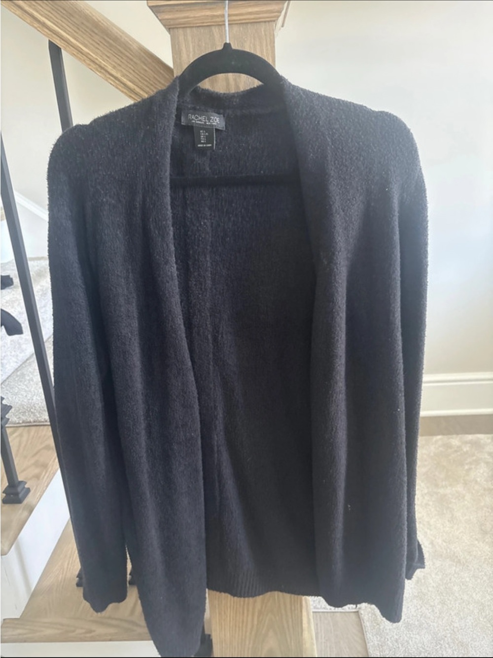 Rachel Zoe Black Open-Front Cozy Cardigan